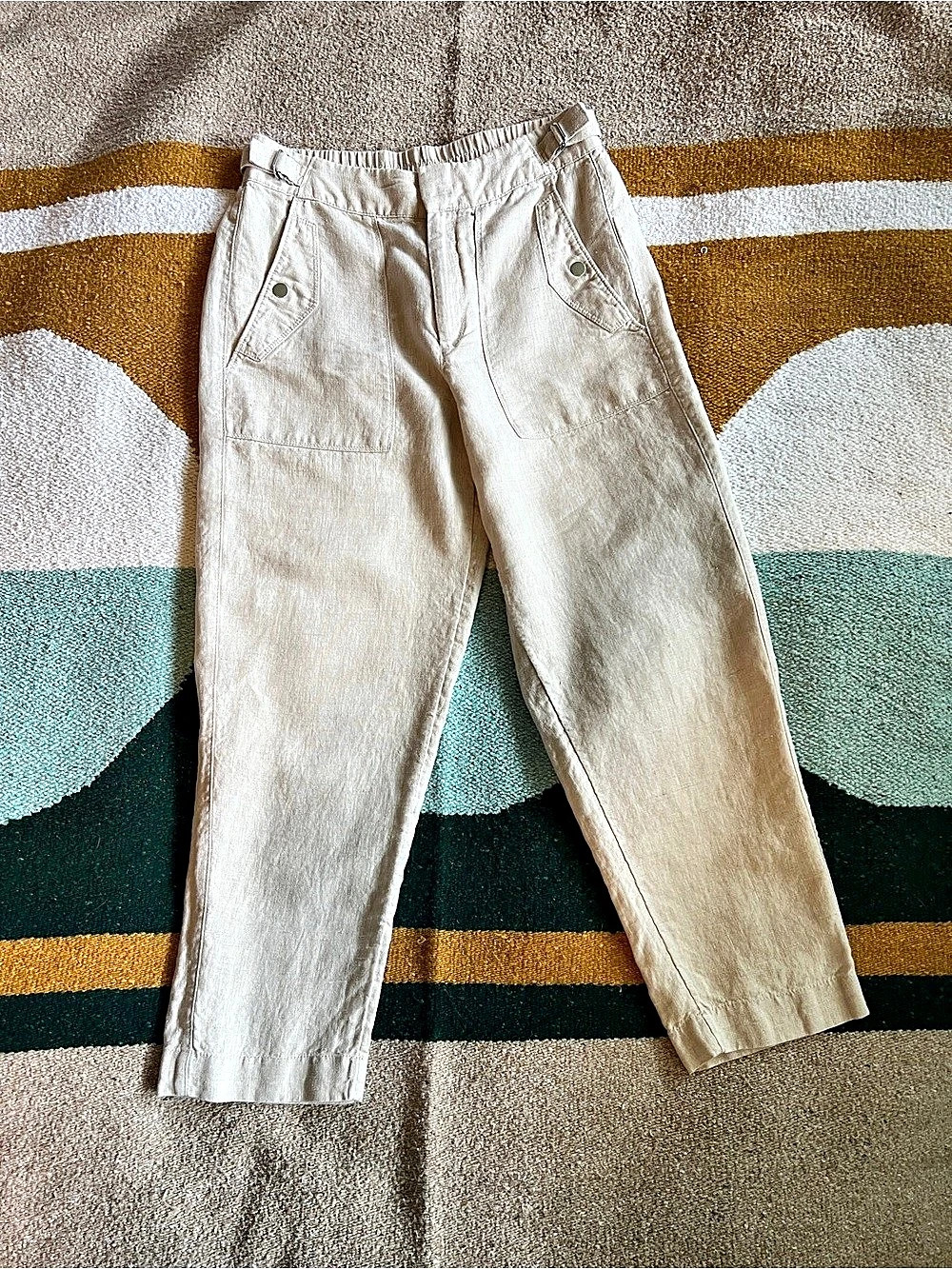 Athleta Voyager Linen Pant Ankle Pants Cream Size 6